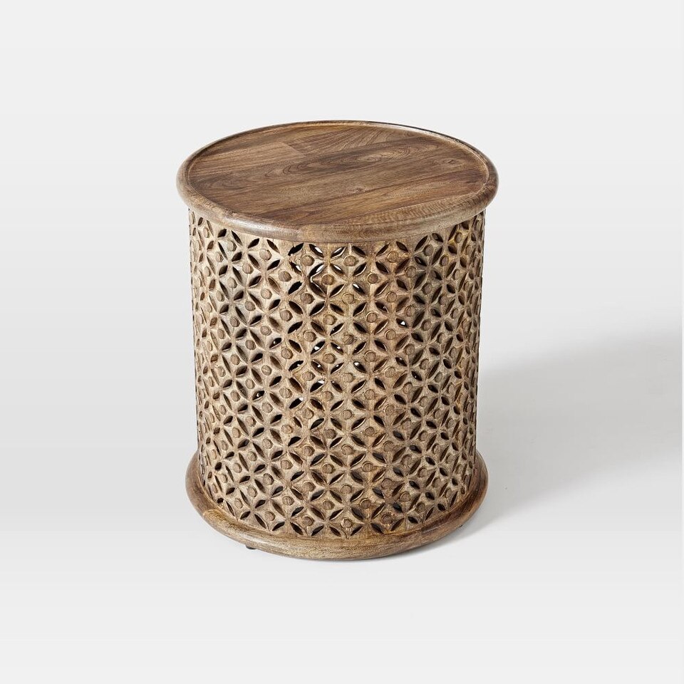 Carved Wood Side Table (43 cm) West Elm Australia